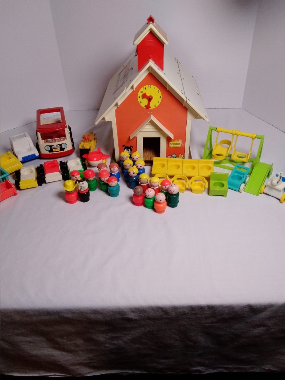 Vintage Fisher Price Little People Family School House Bundle
